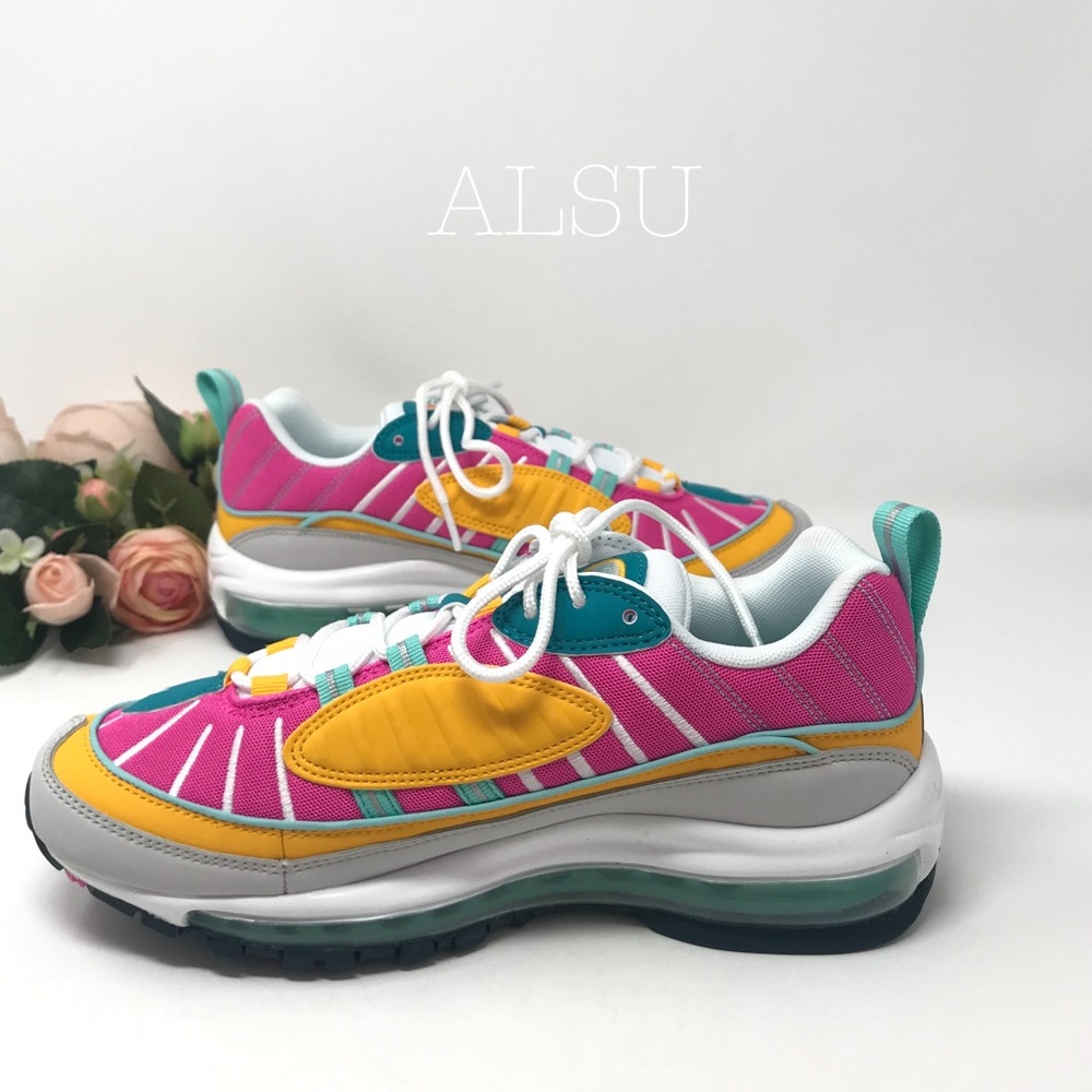 Nike Air Max 98 Spirit Teal Pink Yellow Green W - Picture 5 of 8
